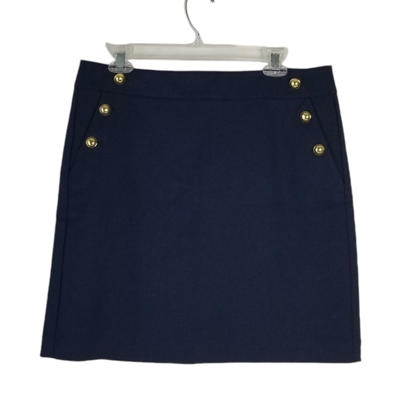 NWOT Loft Navy Sailor Button Pencil Skirt Size 14 Petite - Picture 1 of 10